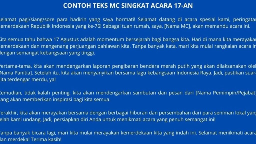 Contoh dan Struktur Teks MC Formal untuk Acara Resmi