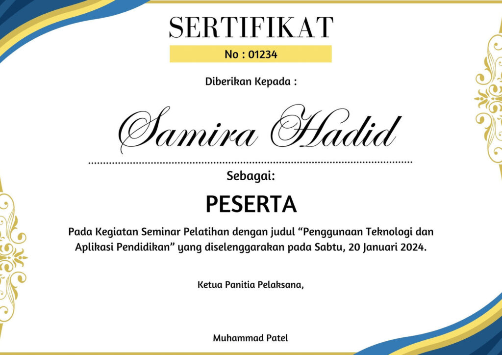 Contoh Sertifikat Pelatihan untuk Berbagai Profesi dan Keterampilan