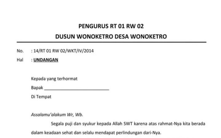 Contoh Surat Undangan Rapat untuk Kegiatan Resmi dan Pribadi