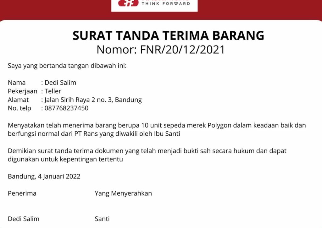 Contoh Tanda Terima Barang dan Cara Pembuatannya