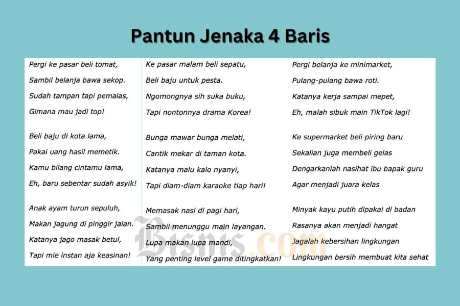 Kumpulan Pantun Jenaka 4 Baris yang Menghibur dan Lucu
