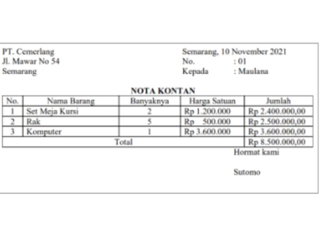 Nota Kontan Adalah: Pengertian dan Contohnya dalam Kehidupan Sehari-hari